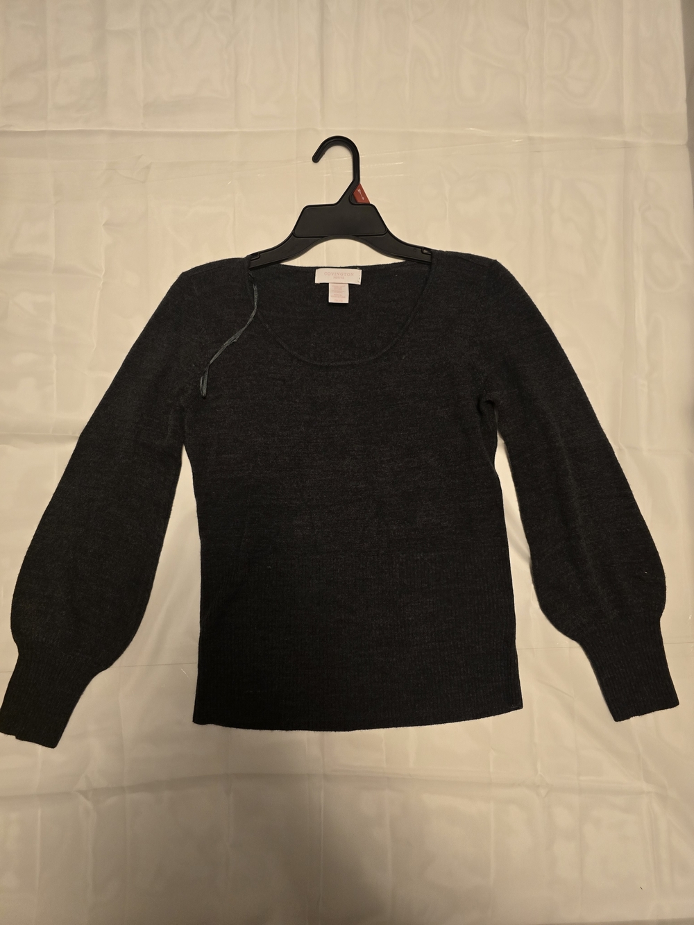 Covington Black Scoop Neck Balloon Sleeve Sweater